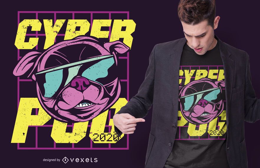 Diseño de camiseta de cyber pug Diseño de camiseta de cyber pug