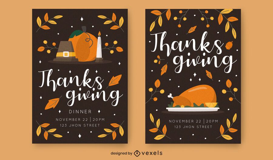 Thanksgiving invitation template set Thanksgiving invitation template set