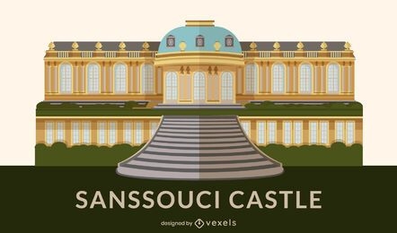 Sanssouci Palace Flat Design Landmark
