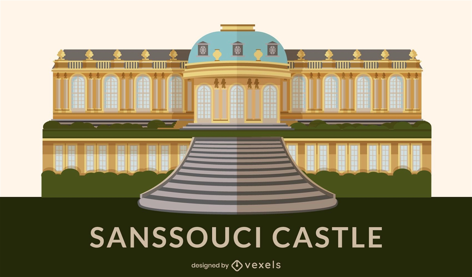 Sanssouci Palace Flat Design Wahrzeichen