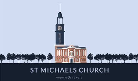 Ponto de referência do design plano da Igreja de São Miguel