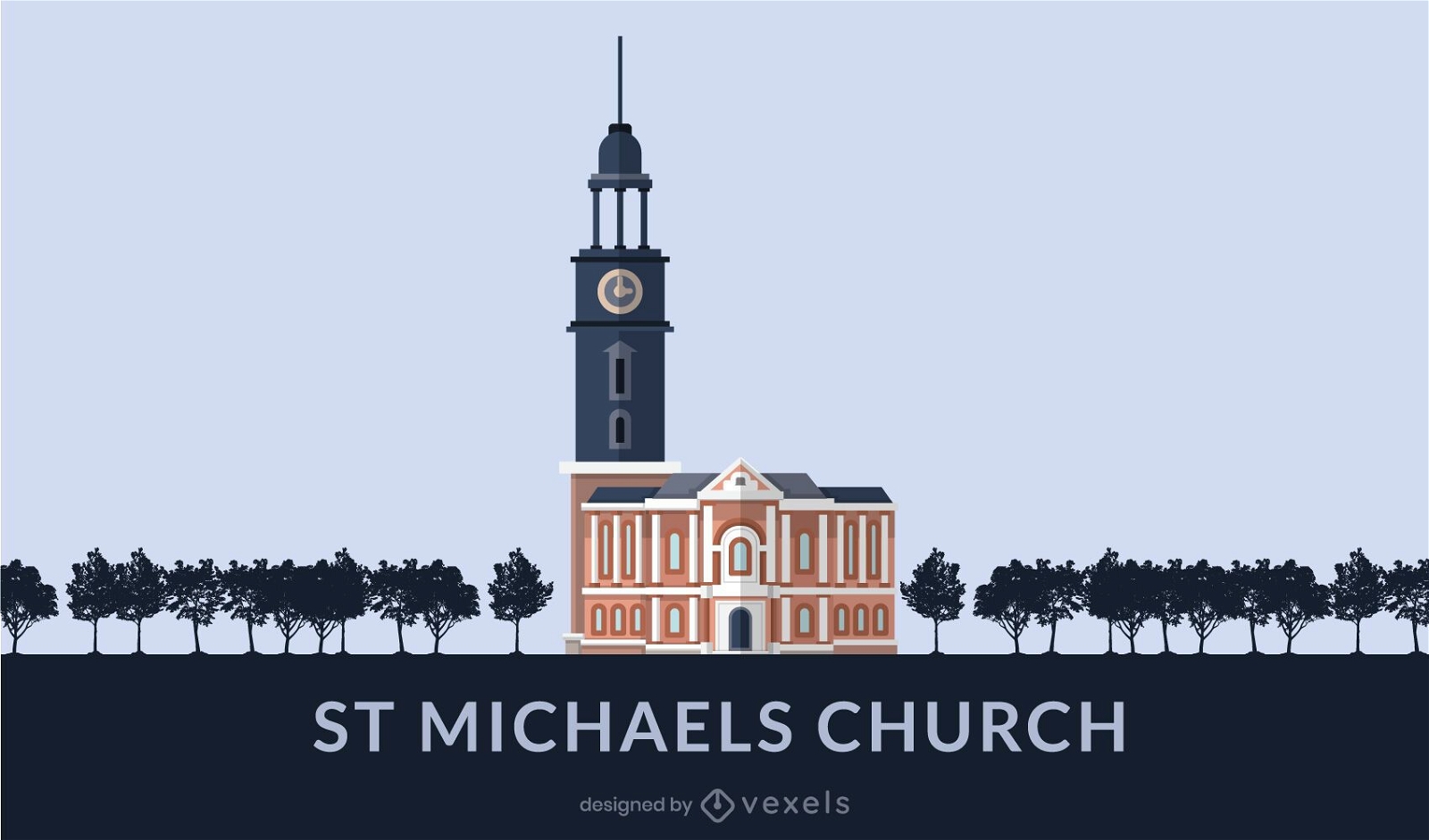 Flaches Design-Wahrzeichen der St.-Michael-Kirche