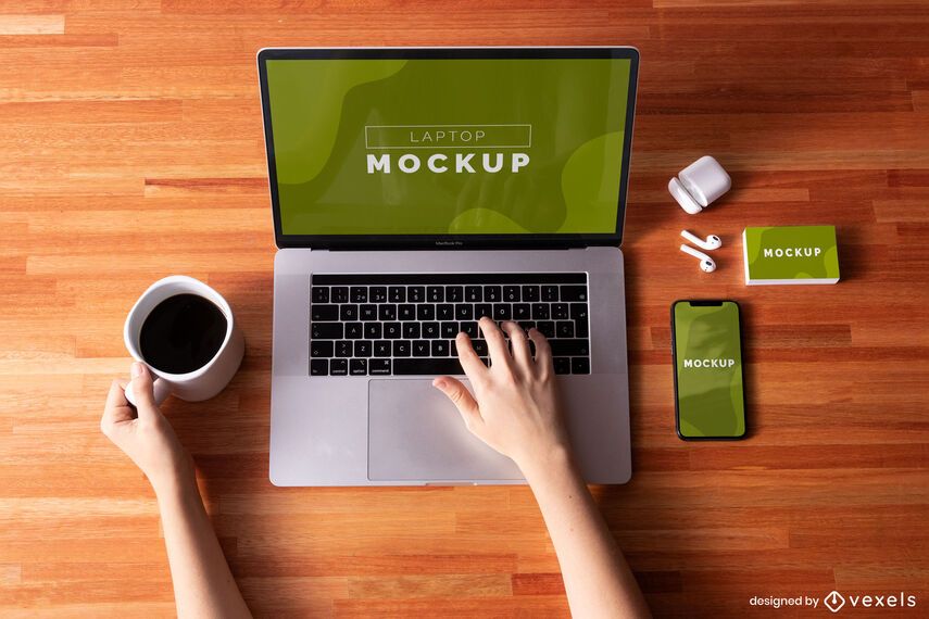 Download Laptop Phone Mockup Composition - PSD Mockup Download