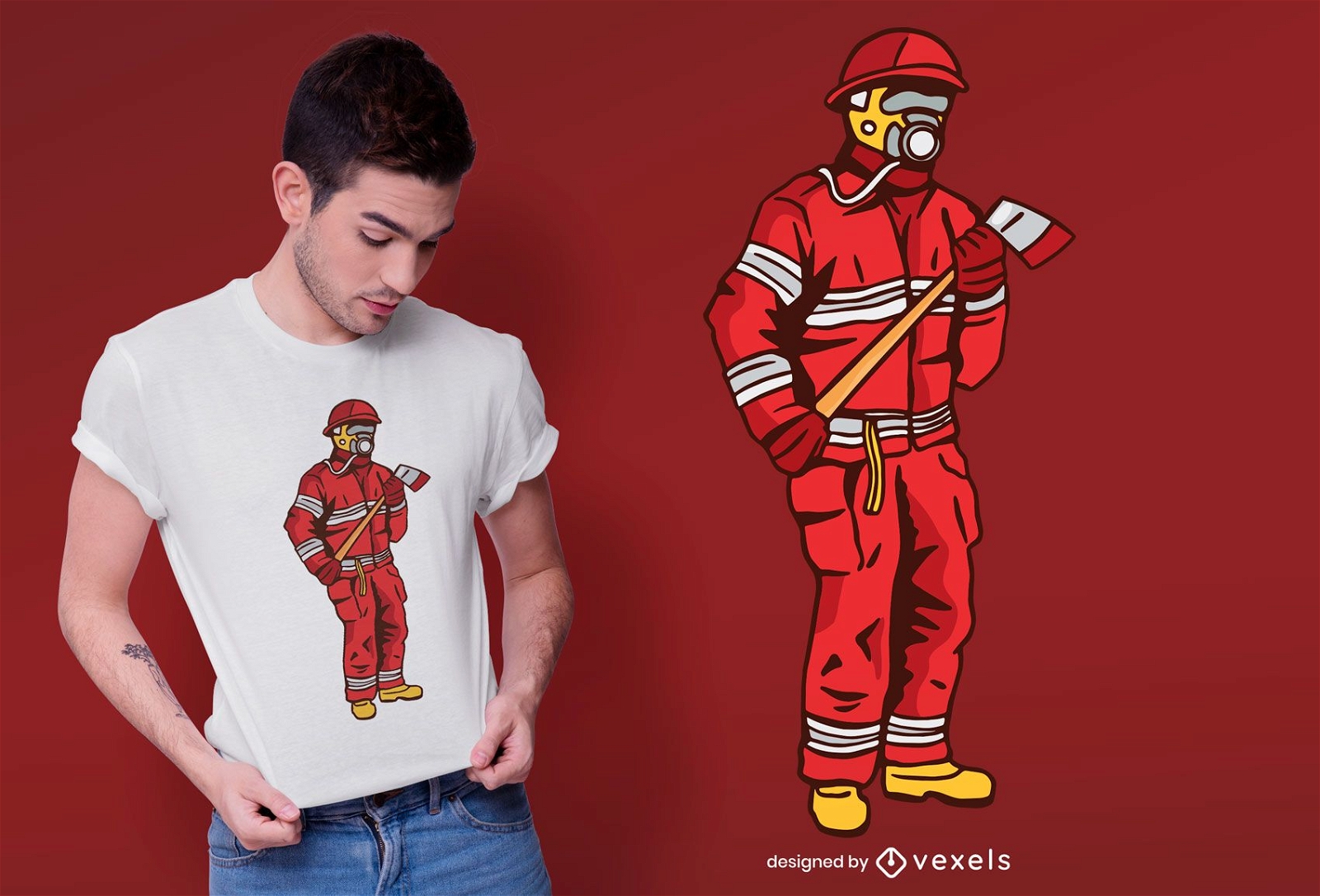 Male firefighter t-shirt design