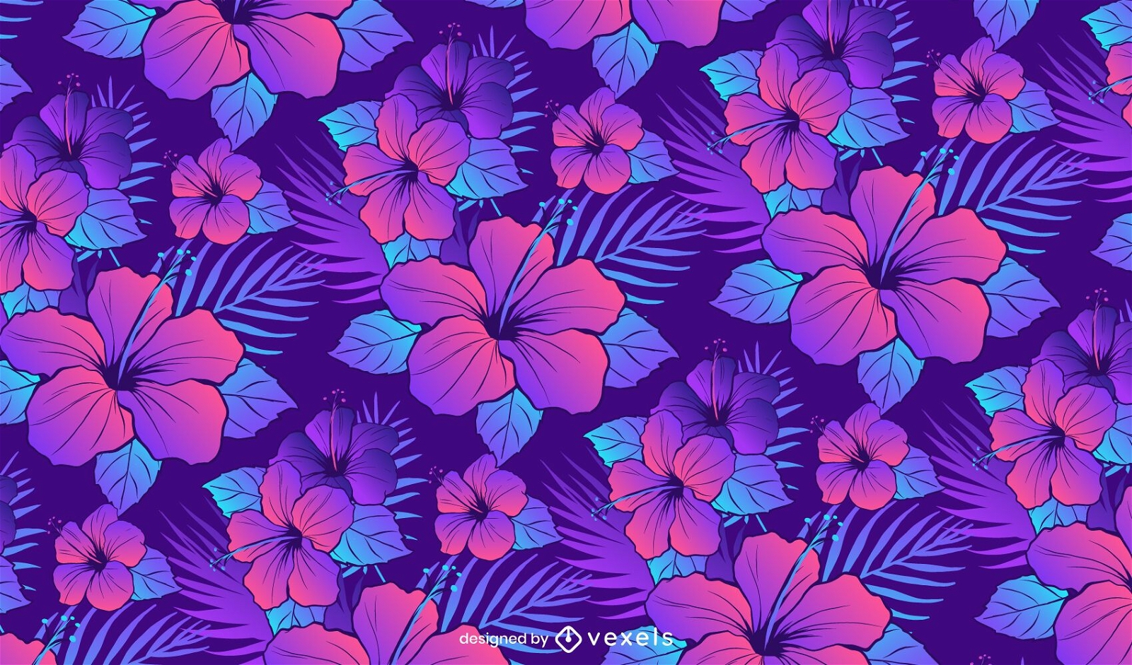 Desenho de padrão de flor de hibisco