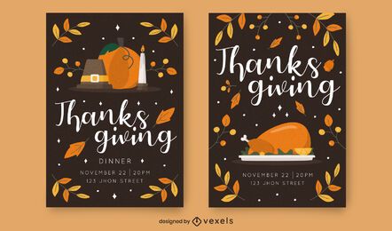 Plantilla de póster de invitación de acción de gracias