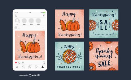 Thanksgiving Social Square Banner Pack Thanksgiving Social Square Banner Pack