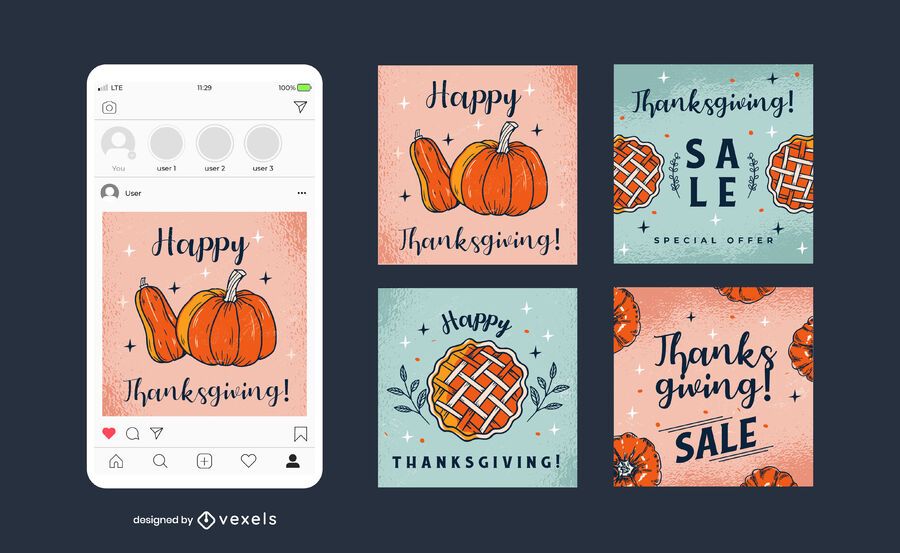 Thanksgiving Social Square Banner Pack Thanksgiving Social Square Banner Pack