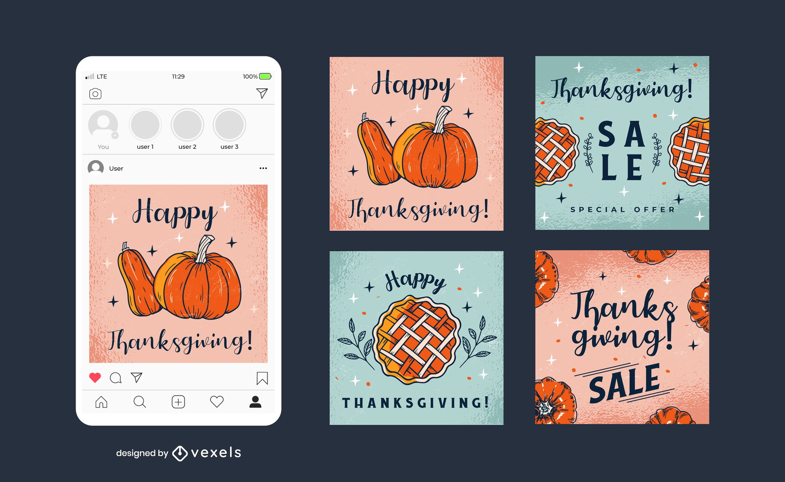 Thanksgiving Social Square Banner Pack