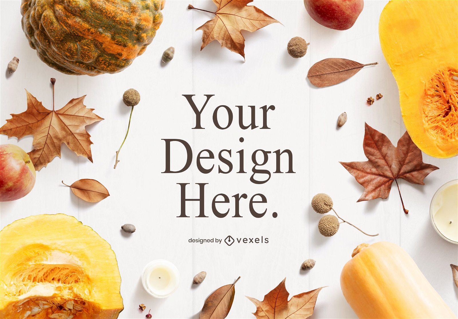 Fall thanksgiving mockup composition