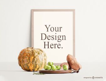 Composición de maqueta de cartel de comida de otoño