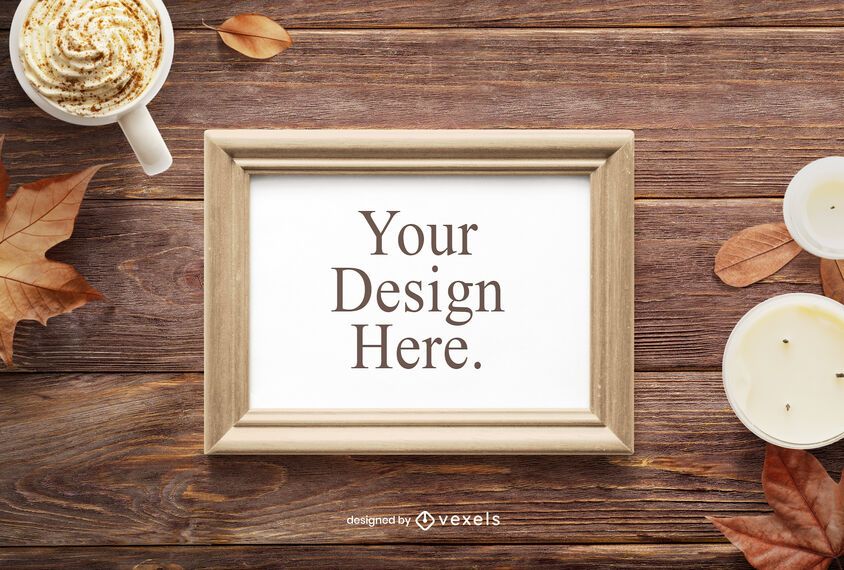 Autumn elements frame mockup design Autumn elements frame mockup design
