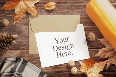Fall greeting card mockup composition