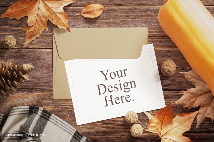 Fall greeting card mockup composition Fall greeting card mockup composition
