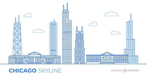 Desenho de ilustração do horizonte de Chicago