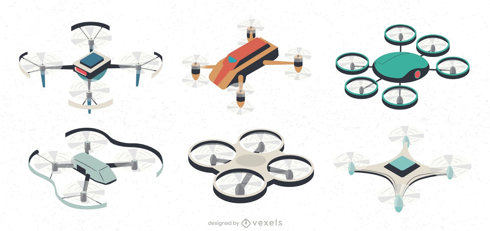 UAV-Drohnen-Illustrationsset