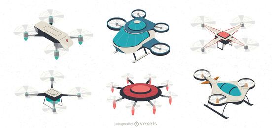 Drone aircraft illustration set Drone aircraft illustration set