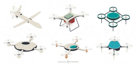 Conjunto de colección de ilustraciones de drones