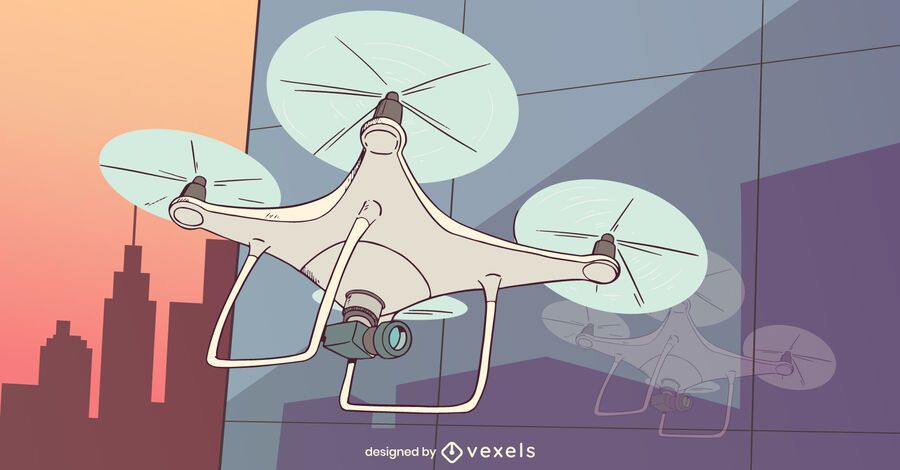 Diseño de ilustración de aviones no tripulados Quadcopter Diseño de ilustración de aviones no tripulados Quadcopter