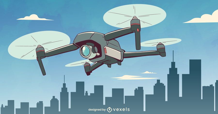 Diseño de ilustración de dron de vigilancia Diseño de ilustración de dron de vigilancia