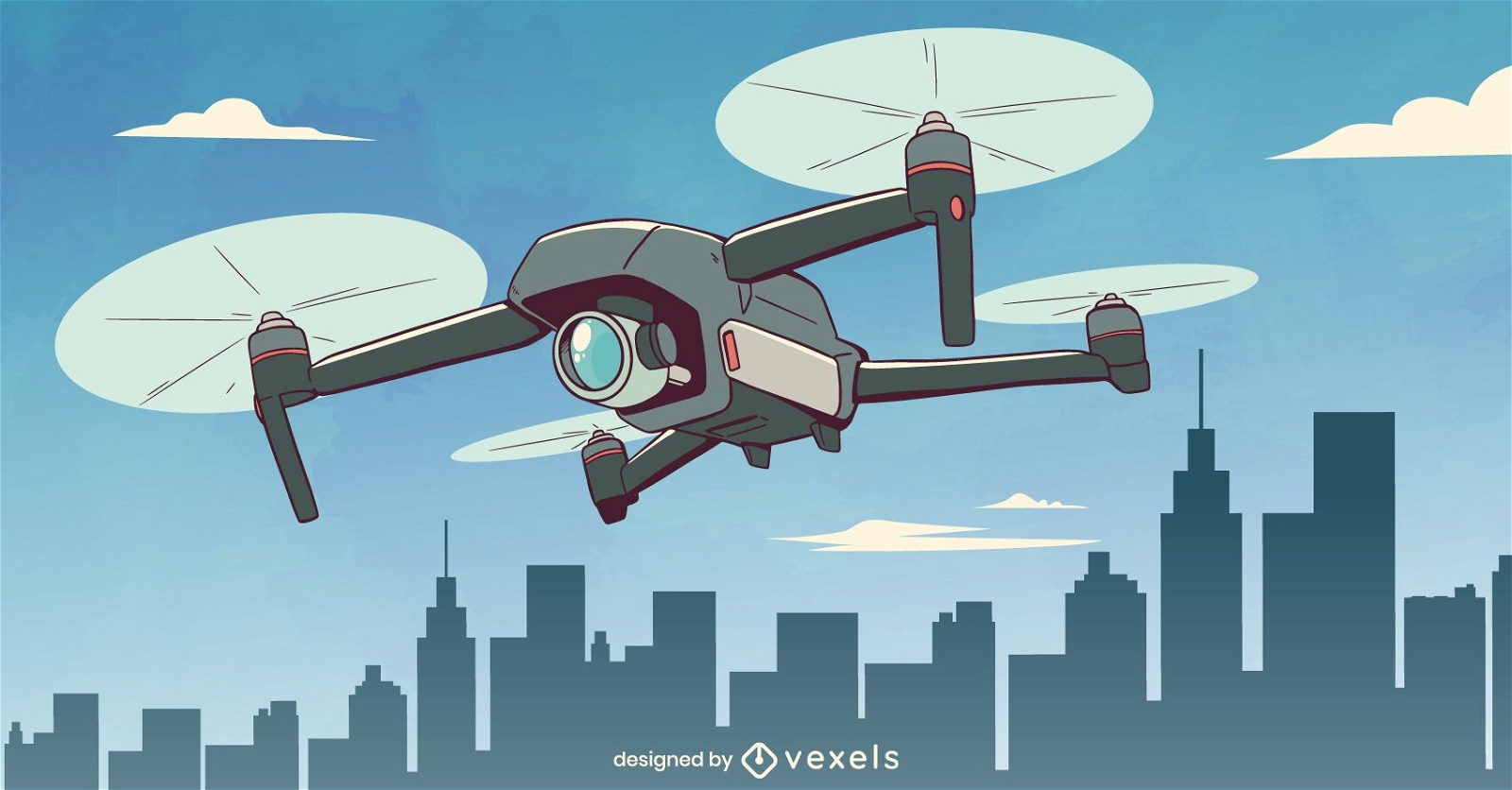 Projeto de ilustração de drone de vigilância
