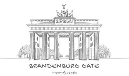 Diseño de puerta de Brandenburgo dibujado a mano