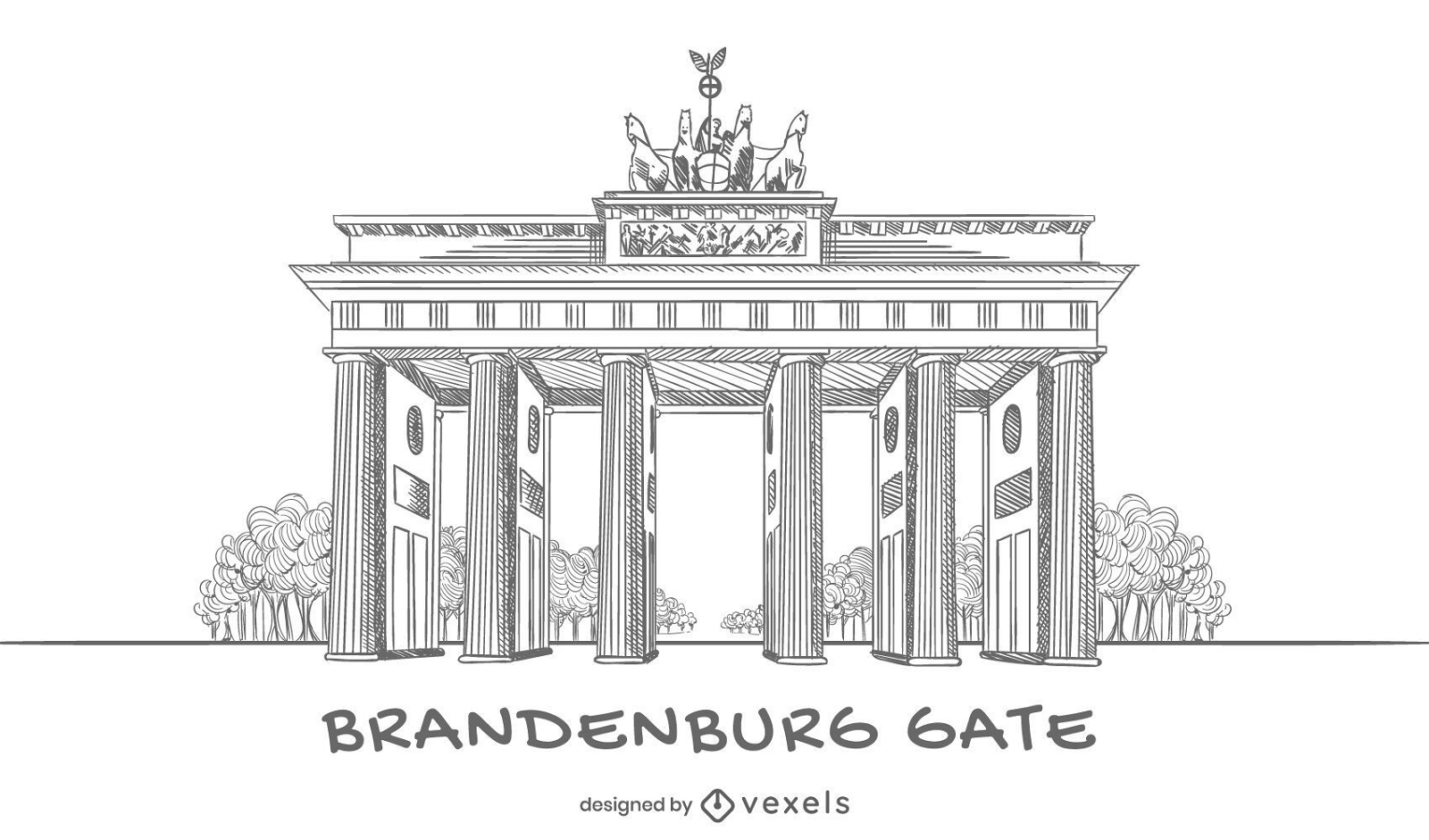 Desenho do Portão de Brandemburgo desenhado à mão