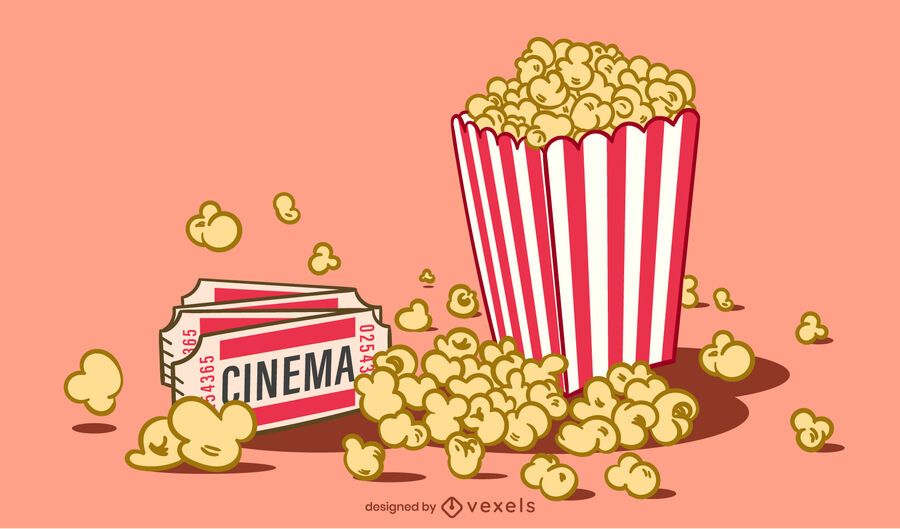 Diseño de ilustración de palomitas de maíz Diseño de ilustración de palomitas de maíz