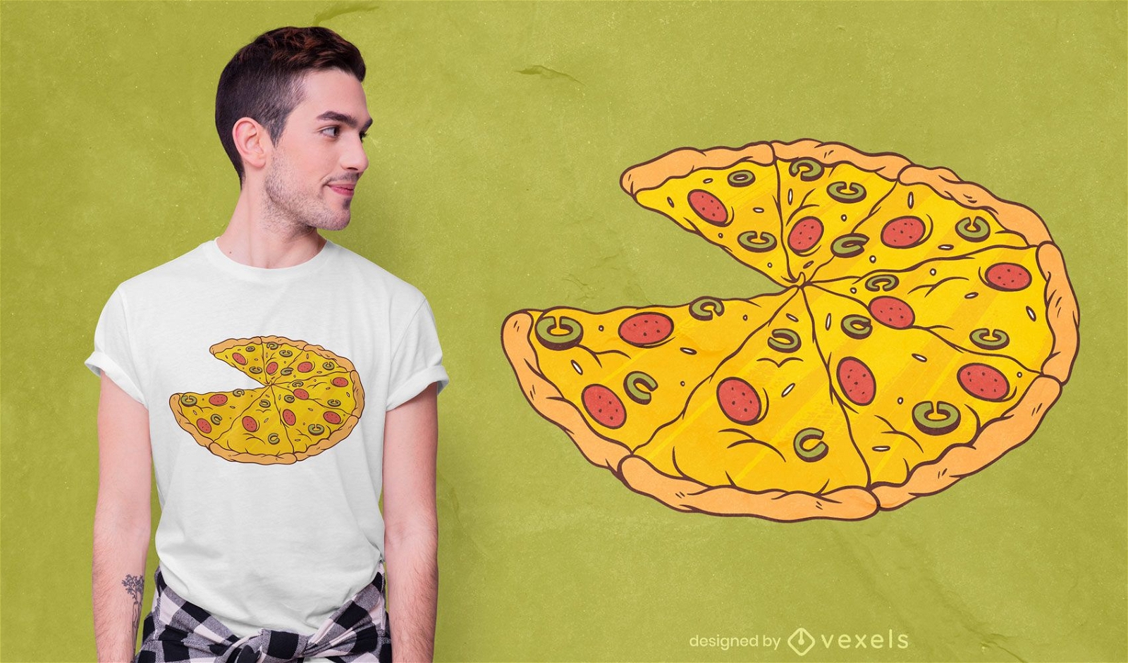 Design de t-shirt de pizza fatiada