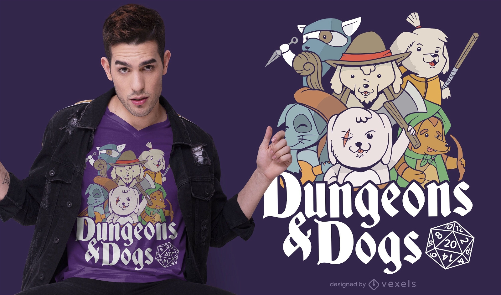 Design de camisetas do Dungeon Dogs