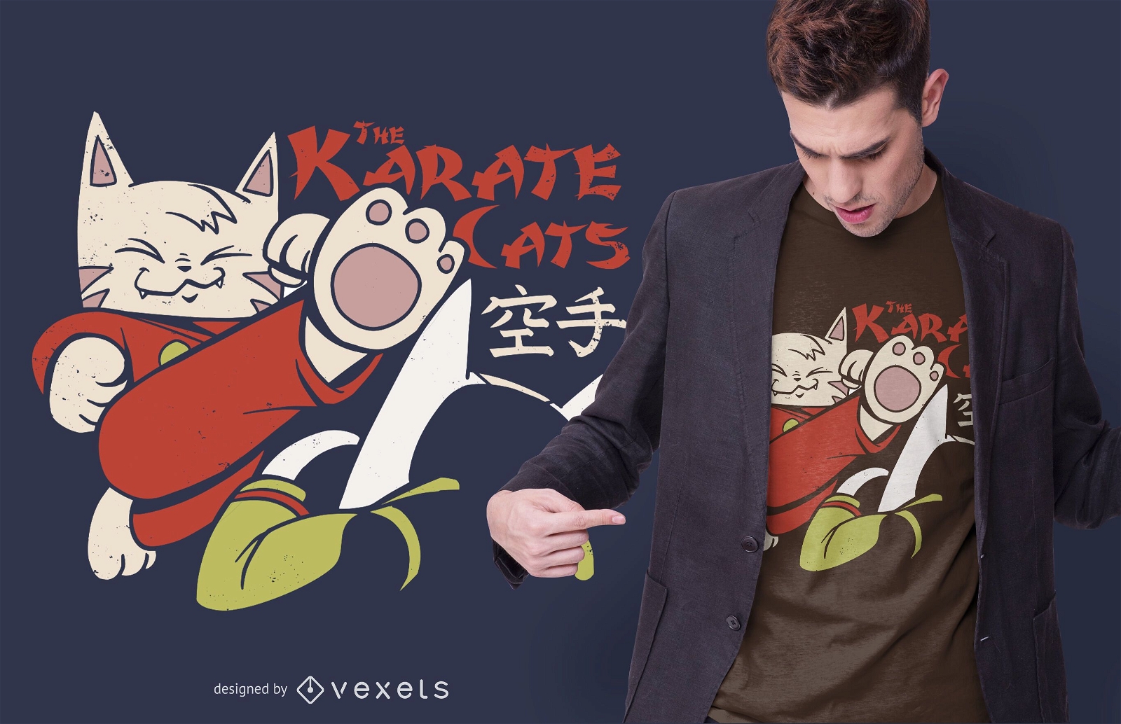 Diseño de camiseta Karate Cats