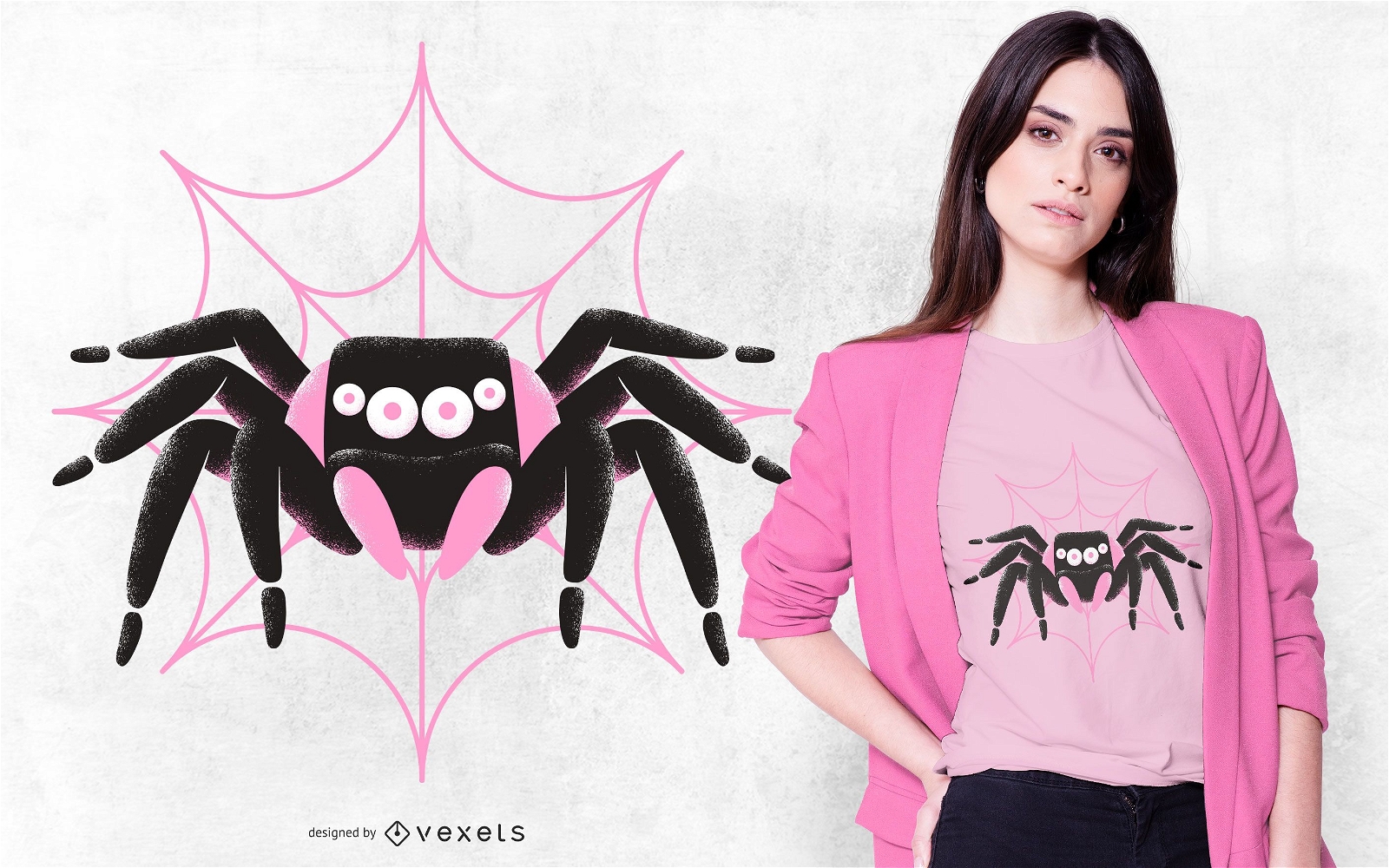Schwarzes rosa Spinnen-T-Shirt Design
