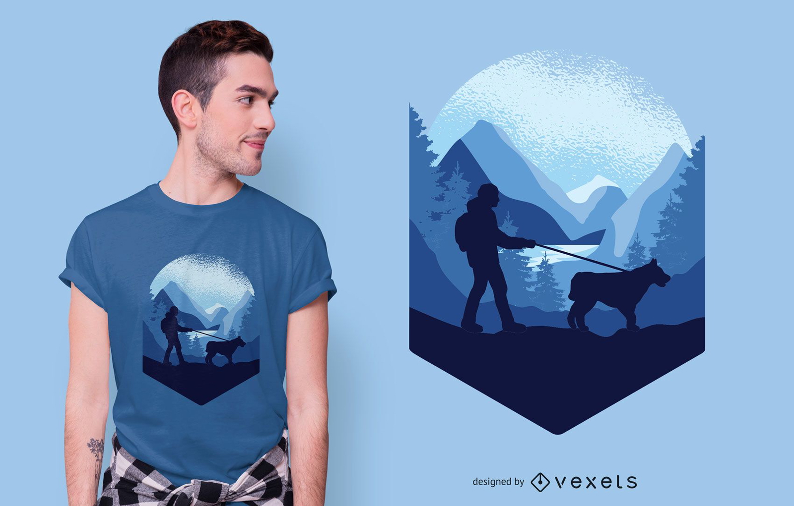 Dog Trekking T-Shirt Design