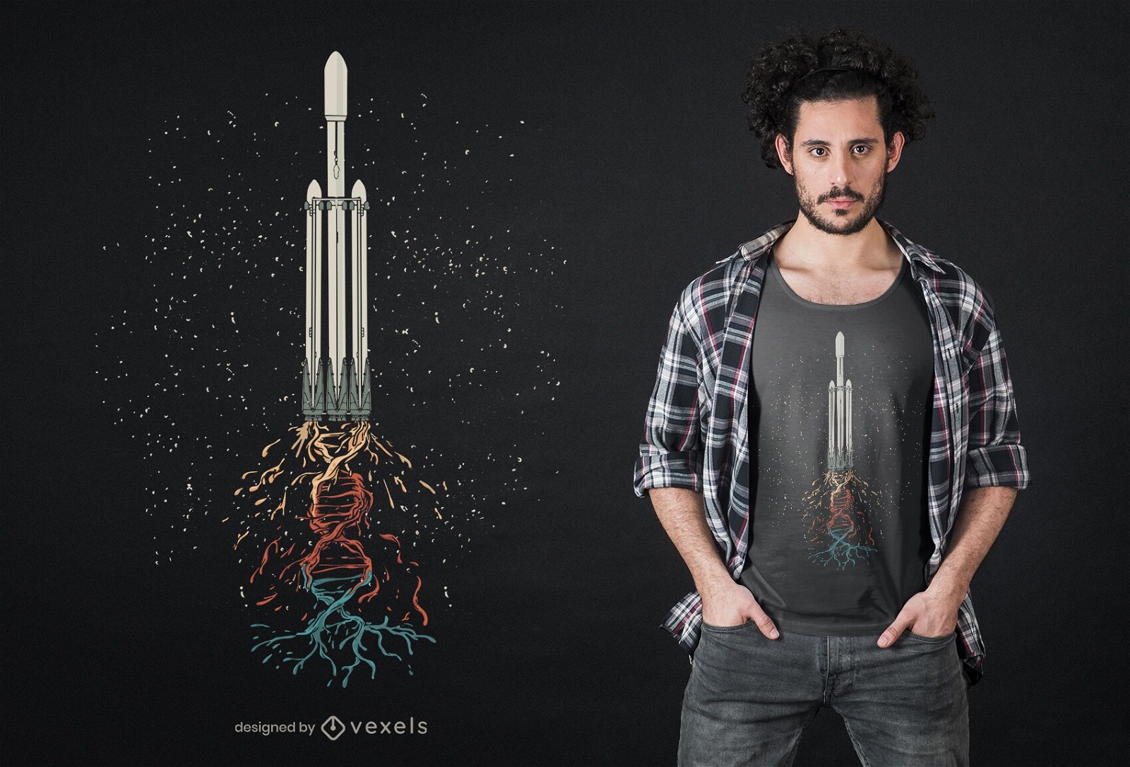Diseño de camiseta Space Rocket DNA
