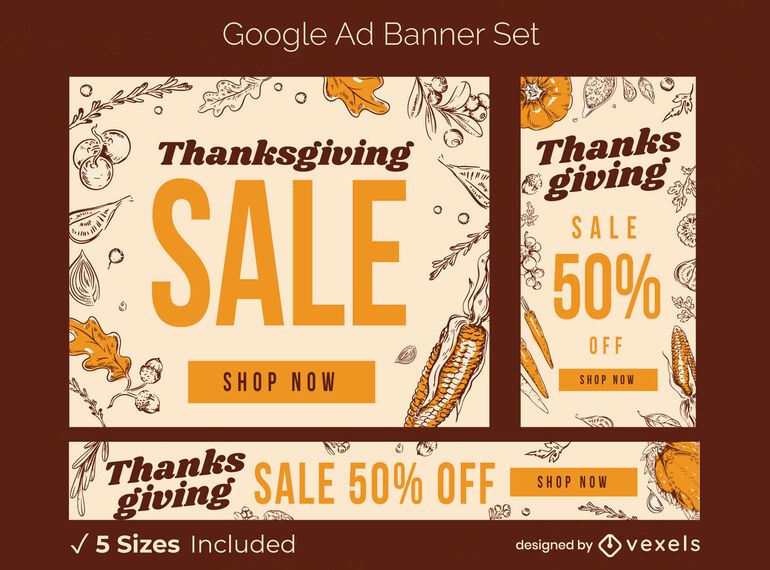 Thanksgiving sale ad banner set Thanksgiving sale ad banner set