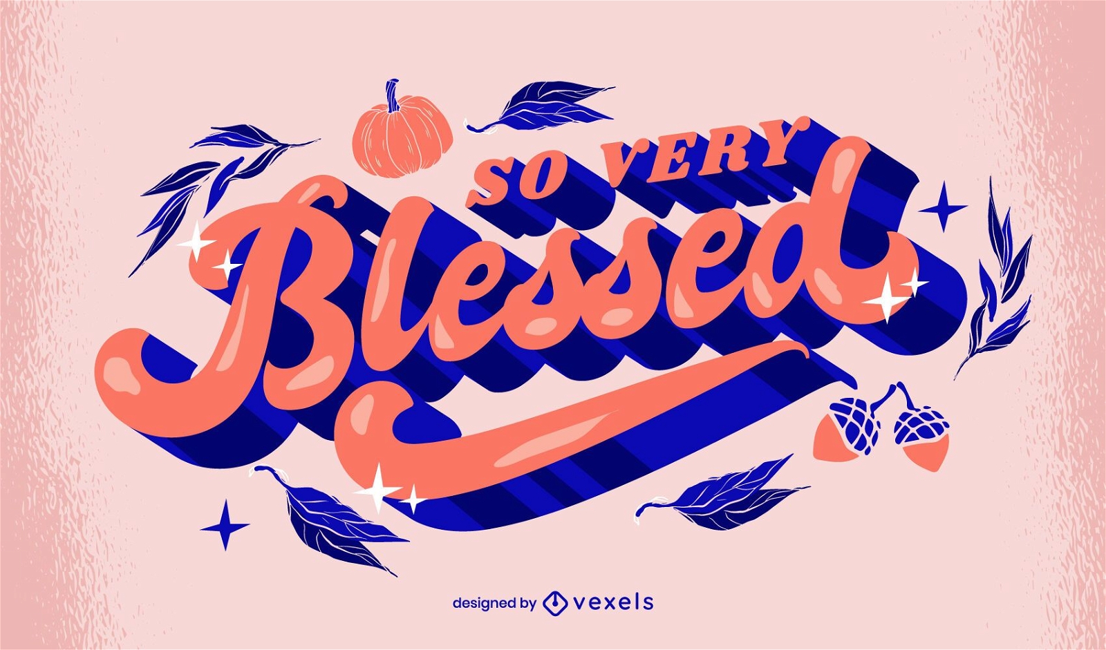 Thanksgiving Blessed Lettering Design
