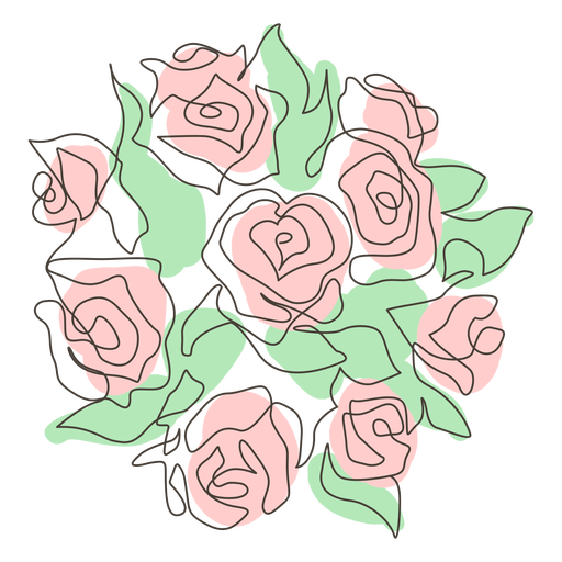 Abundante pincelada de buquê de rosas Desenho PNG