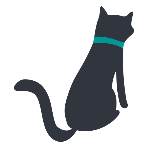 Vista trasera plana de gato Diseño PNG