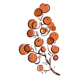 Baya árbol colorido rama dibujada a mano Diseño PNG