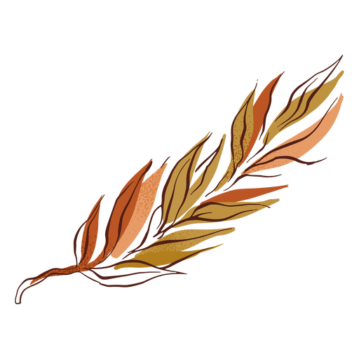 Dibujado a mano diseño de hoja de otoño bicolor Diseño PNG