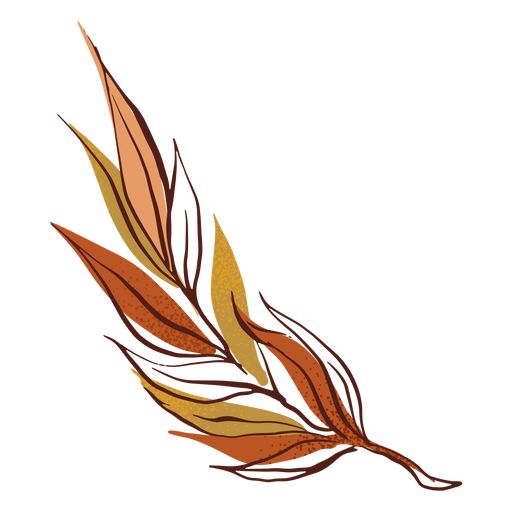 Dibujado a mano hoja de otoño bicolor Diseño PNG