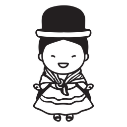 Bolivian traditional woman stroke PNG Design