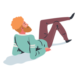 Chill laying man flat PNG Design