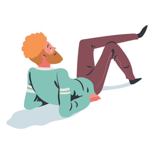 Chill laying man flat PNG Design