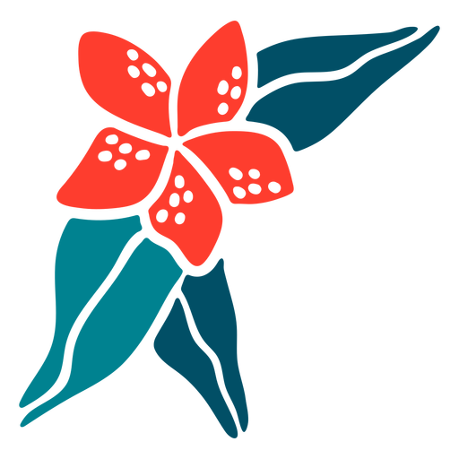 Bunte Blume und Blätter Hand gezeichnet PNG-Design