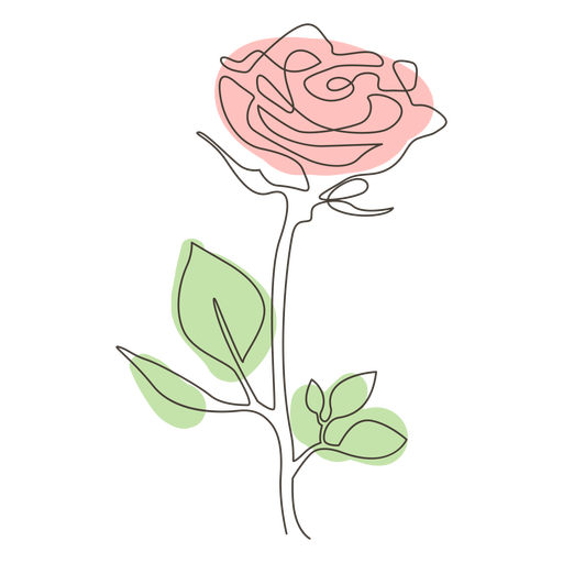 Colorful rose line drawing PNG Design