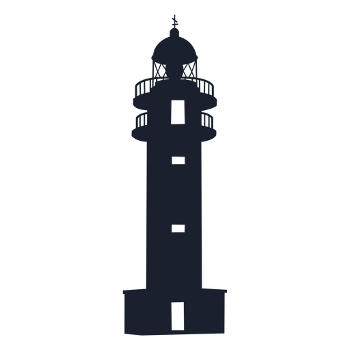 Conical lighthouse top silhouette