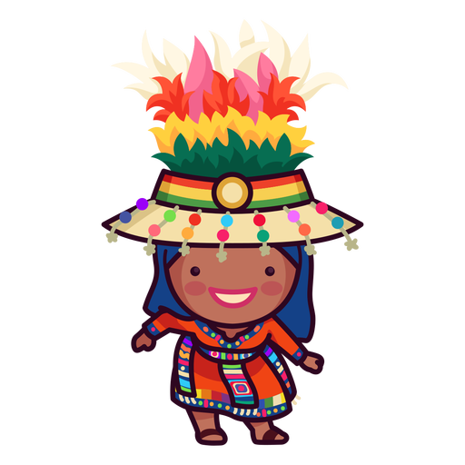 Desenho festivo ? m?o de personagem boliviano Desenho PNG