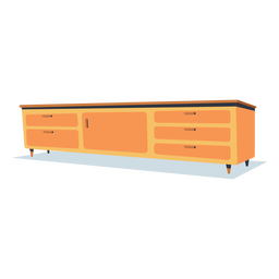 Mueble de estantería baja plana Diseño PNG