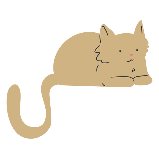 Fluffy lying cat flat PNG Design